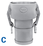 Female Coupler to Male Hose Shank - Cam & Groove Type C Camlock Fittings