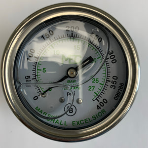 Pressure Gauge - 0-400 Rear Mount For LPG