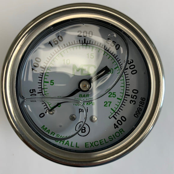 Pressure Gauge - 0-400 Rear Mount For LPG